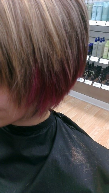 Red Tipped Bob Hair Cut and Color