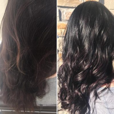 Hair Color Black with Violet Lowlights